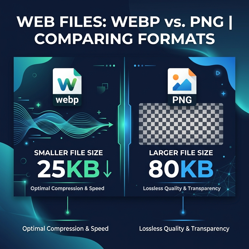 WebP versus PNG format comparison infographic